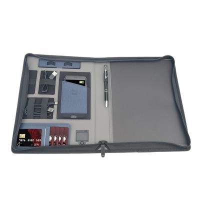 China New Arrival China Suppliers A4 Folder Multifunctional Folder In PU Leather With Wireless Charging for sale