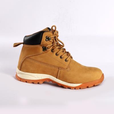 China Steel Industry Middle Cut Safety Shoes With Nubuck Cow Leather Upper And EVA Rubber Outsole for sale