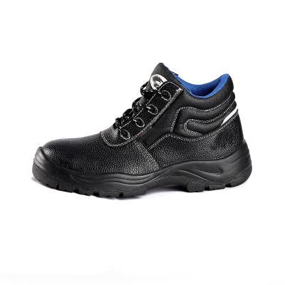 China Embossed Cow Leather Upper Middle Cut Safety Shoes Anti Puncture Anti Static EVA Insole for sale