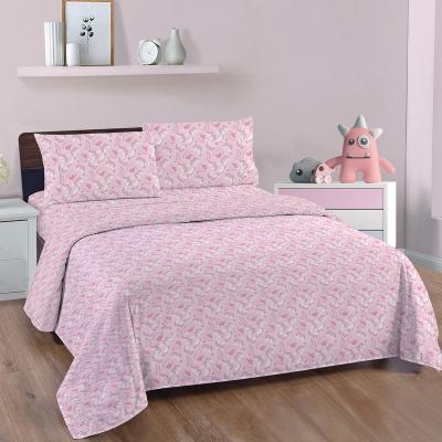 China Anti-pilling rainbow pink printed kids baby sheet set with super soft microfiber fabric for sale