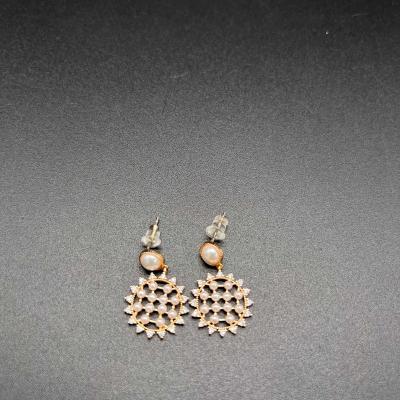 China CLASSIC Cutout Coconut Tree Pattern Round Shaped Dangle Circle Earring Copper Women Drop Earrings for sale