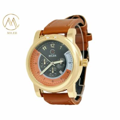 Chine Affichage analogique type courroie en cuir montre au quartz avec logo personnalisé à vendre
