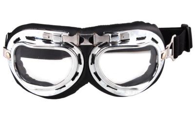 China 2019 Customzied vintage classical motocross goggles, PU leather motorcycle goggles with clear lens for sale