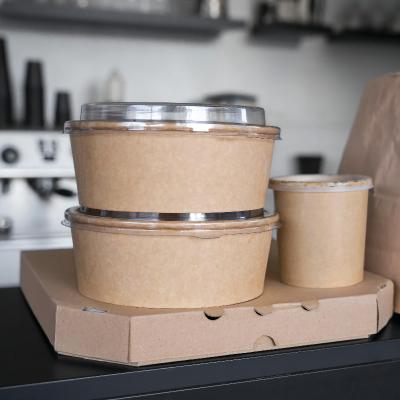 China 900ml 1000ml Disposable Custom Printed Disposable Paper Salad Bowl 750ml Logo Packaging for sale
