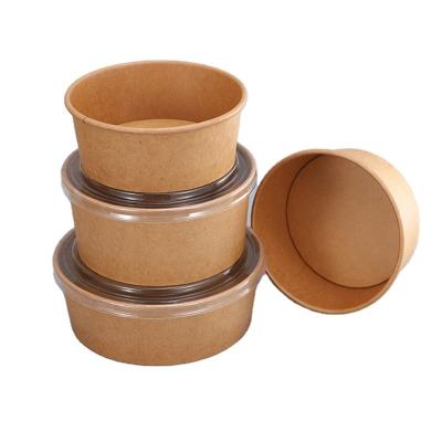 China Customized Waterproof Disposable Food Grade Packing Salad Paper Bowl Round Container for sale