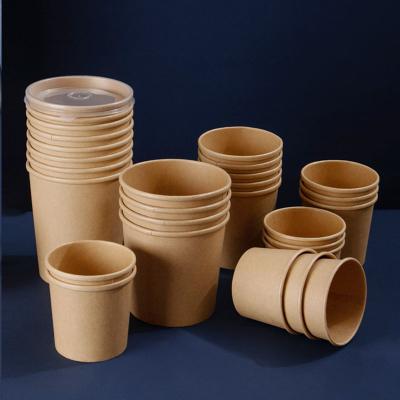 China New Design 14oz Soup Wrapping Paper Salad Disposable Paper Bowl With Lid for sale
