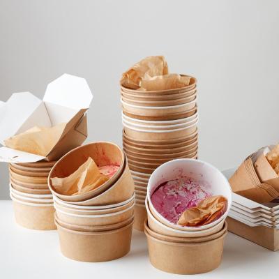 China Disposable PE PLA Coated White Hot Lid Brown Soup Containers Kraft Paper Soup Bowl Packaging for sale
