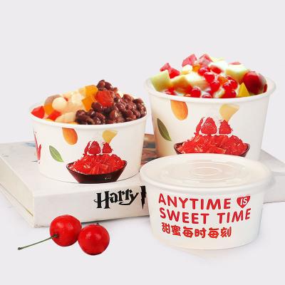 China Disposable food grade recycled packaging 100ml disposable ice cream papercup custom printed 3oz 5oz 8oz ice cream paper cups with lid for sale