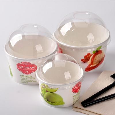 China 4oz 6oz 8oz 10oz Disposable Ice Cream Paper Container Home Party Biodegradable Disposable Yogurt Paper Cups With Lid for sale