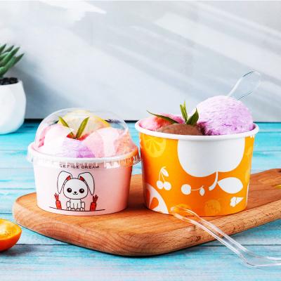 China Custom Disposable Ice Cream Disposable Biodegradable Paper Cup With Lid for sale