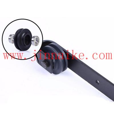 China Sturdy and Stable Black Sliding Hanging Roller for Barn Door Hardware Mounting for sale
