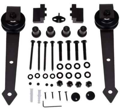 China Sliding door black door roller with sliding door track for barn door hardware kits for sale