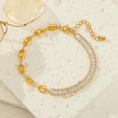 China Silver Color Crystal Bracelet For Women Wedding Europe New Simple Design Round Cut Zircon Casual/Sporty Gold Tennis Bracelets for sale