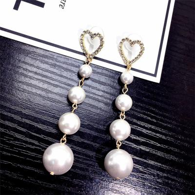 China Factory direct FASHIONABLE long pearl earrings for engagement women jewelry decoration for sale
