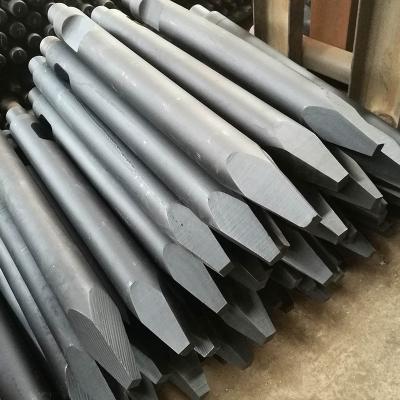 China Hydraulic Rock Hammer Concrete Stone Breaker Parts Tool Round Flat Wedge Moil Point Chisel For Excavator for sale