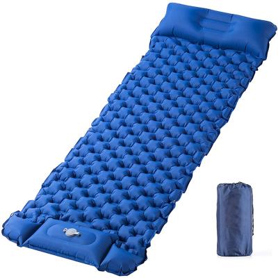 China Single Or Spliced Outdoor Double Travel Hiking Inflatable Backpacking Sleep Pad With Pillow Waterproof Air Sand Free Lightweight Moisture Resistant Camping Mat for sale