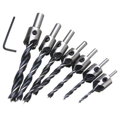 China Drilling Holes Three Point Woodworking Countersunk Drill Reaming Drill Bit Woodworking Device Driver Drill Chamfering High Speed Steel 3mm-10mm for sale