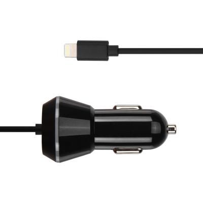 China Mobile Phone MFi Car Battery Charger With Cables 4.8A 2.4A Fixed MFi Cable 2.4A USB Port For Iphone IPod for sale