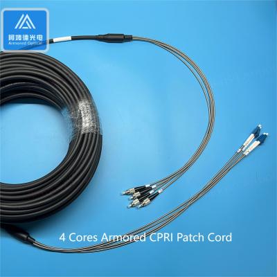 China 4 Core Single Mode Armored Fiber Jumpers FTTA 7.0mm Black LSZH BBU RRU for sale