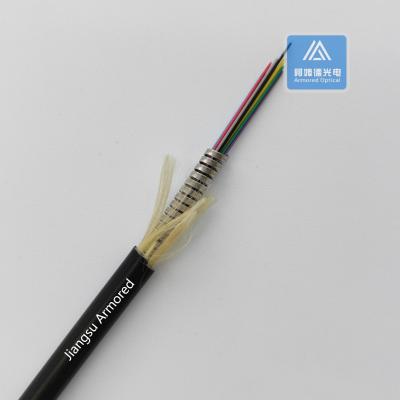 China 12 Core Spiral Armored Fiber Cable 6.0mm Zwart TPU Rodent Resistent FTTH Te koop