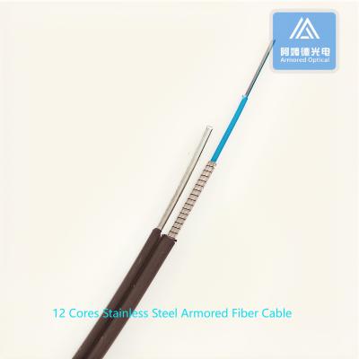 Chine 12 cœurs auto-supportant spirale blindé fibre de patch câble 7.0x4.0mm Noir LSZH à vendre