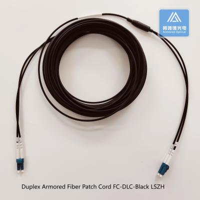 China Duplex Armored Fiber Patch Cord DLC-DLC-20M 3.3mm Black LSZH Patch Lead for sale