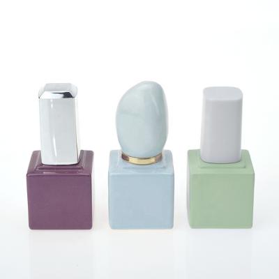 China Personal Care 10ml 15ml Square Bottle UV Gel Polish Bottle With Plastic Cap And Brush for sale