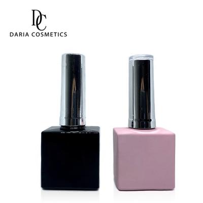 China Daria Cosmetics Large Protection Personal Care Color Custom Logo UV Print Square Empty Gel Nail Polish Bottle With Silver Cap Brush 18ml 20ml for sale
