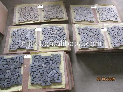 China Natural stone glazed polished tiles with sliced pebbles for sale