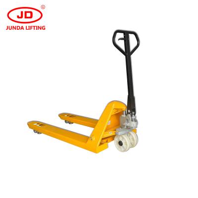 China Mini round solid steel hydraulic hand pallet truck /manual operated pallet truck/staggers hand 3 ton pallet truck à venda