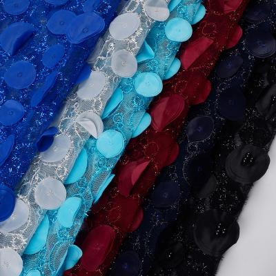 China Sustainable Modern Cheap Fashionable Soft Texture Tulle 3d Embroidery Lace Fabric Trim Material for sale