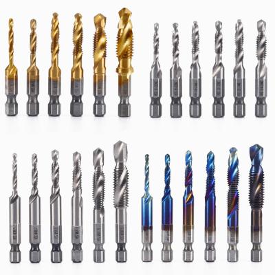 China 6PC High Speed Steel Hex Shank Drilling And Triple-Integrated Screw Compound Tapping Tap for sale