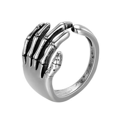 China European Gothic Creative Skeleton Ring Punk Alloy Finger Head Skull Skeleton Rings for sale