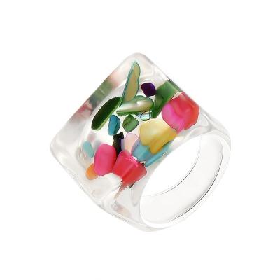 China FASHIONABLE Wholesale Custom Acrylic Resin Clear Rings Adjust Ring For Girls Geometric for sale