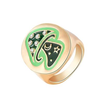 China Cute Minimalistic Gold Plated Enamel Mushroom Rings For Women for sale