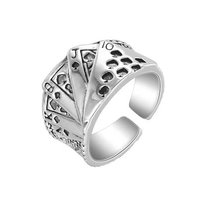 China 2022 New Alloy Adjustable Hiphop Poker Ring Magician Spades Ring for sale