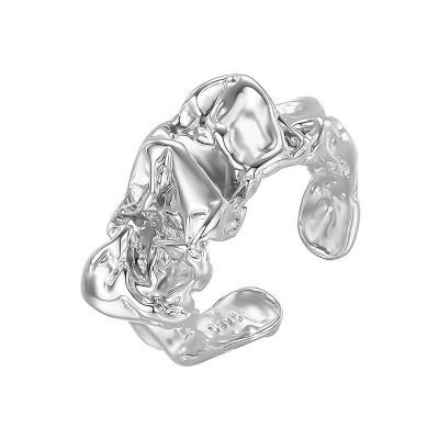 China New Arrived Geometric Alloy Vintage Adjustable Tin Foil Ring Irregular Ring For Women for sale