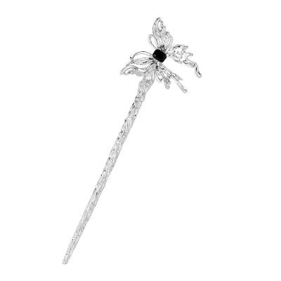 China Custom Handmade Fashion Alloy Butterfly Hair Stick Chinese Hairpin Hair Stick For Woman Back Bun Decoration for sale