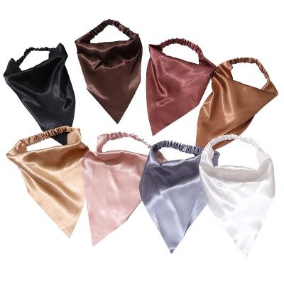 China 2022 Fashion Customize 8 Colors Triangle Satin Hair Scarf Pure Color Triangle Headband For Lady for sale