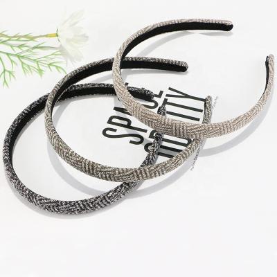 China Wholesale Smart Casual Wide Cloth Wrapped Hair Circle 1.8cm Custom Plaid Headband for sale