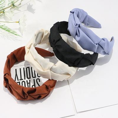 China Non-Slip Customize Popular Pleated Spiky Satin Headband Wrinkle Headbands Hair Accessories For Women for sale