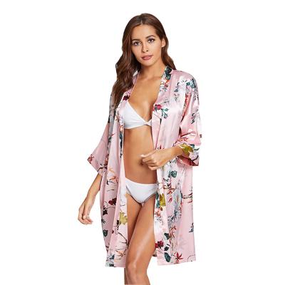 China Custom Made Wholesale Silk Women's Long Robe Femme Nighty White Valentine Logo Lace Bath QUICK DRY for sale
