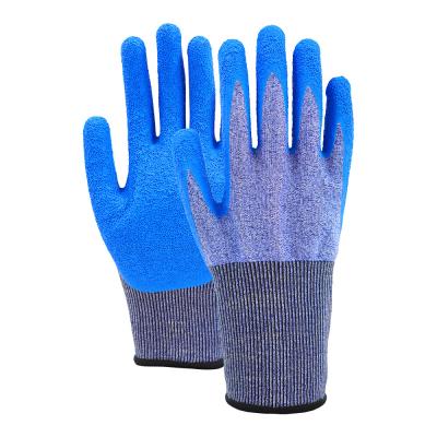 Cina Guanti rivestiti di palma di lattice blu resistenti al taglio ANSI Livello 4 Guanti per lavori di costruzione in vendita