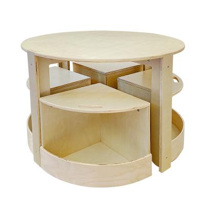 China New Design Kids Wooden Storage Tables And Chairs Dining Sets for sale