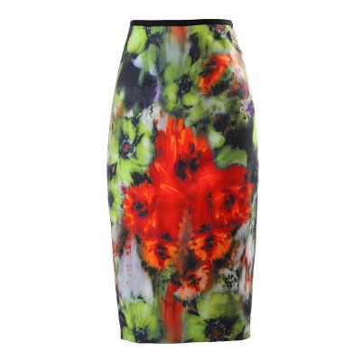 China 2022 Breathable New High Waist Print Pencil Skirt Vintage Flower Slimming Midi Wrap Skirts for sale