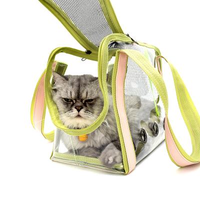 China 2021 New Design Viable Luxury Fashion Pet Carrier Bag Travel Cat Backpack Carrier Single Shoulder Transparent Pet Bag for sale