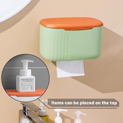 China Plastic Wall Mounted Self Adhesive Corner Storage Boxes Stored Kitchen Bathroom Toilet Paper Holder Tissue Box for sale