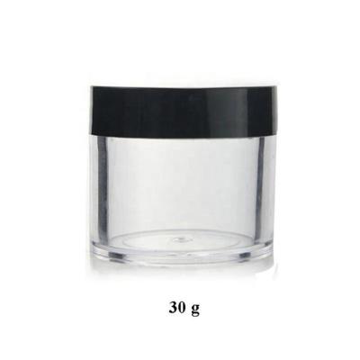 China 30g 1oz Nail Art Glitter Powder Cosmetic Thick Jars Empty Plastic Jars With Black Cap for sale