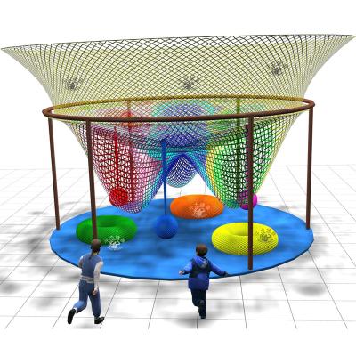 China Colorful Douli customizable children indoor play area multicolored rope knitted honeycomb grid kids playground equipment with cozy nest for sale
