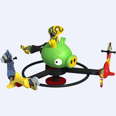 China PE Douli kids outdoor unpowered cartoon compact laminate seat roundabout spinner playground equipment for children for sale